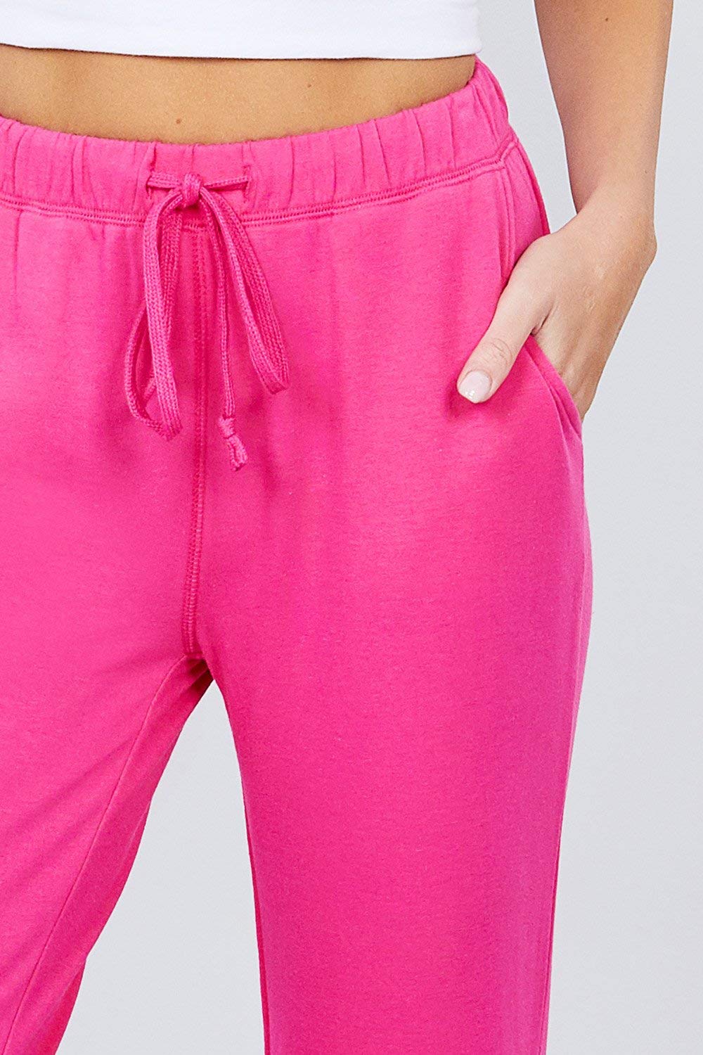 Khanomak Plain Long Drawstring Waist Front Pockets French Terry Joggers1