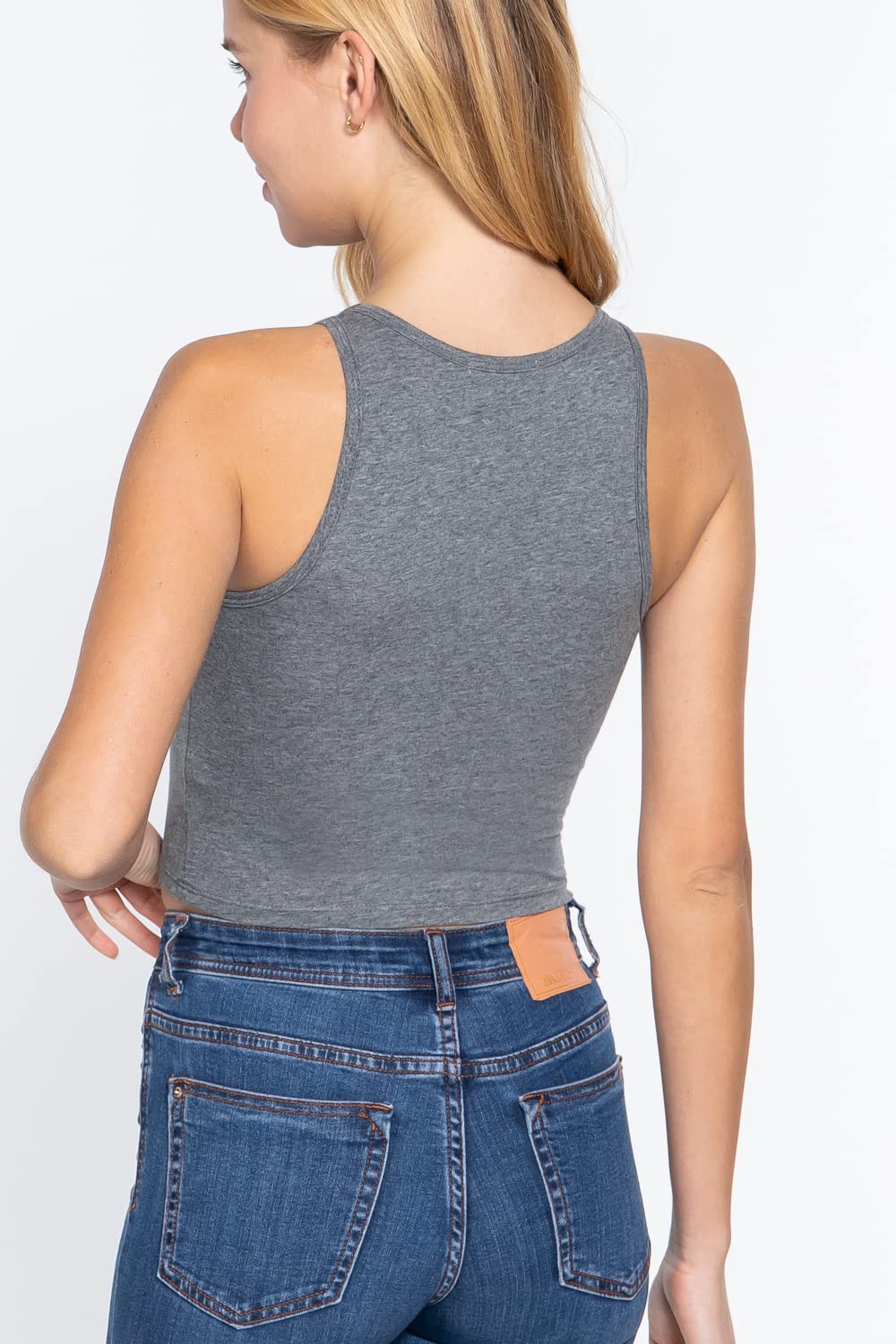 Women's Cropped Basic Short Sleeves Halter Neck Top
