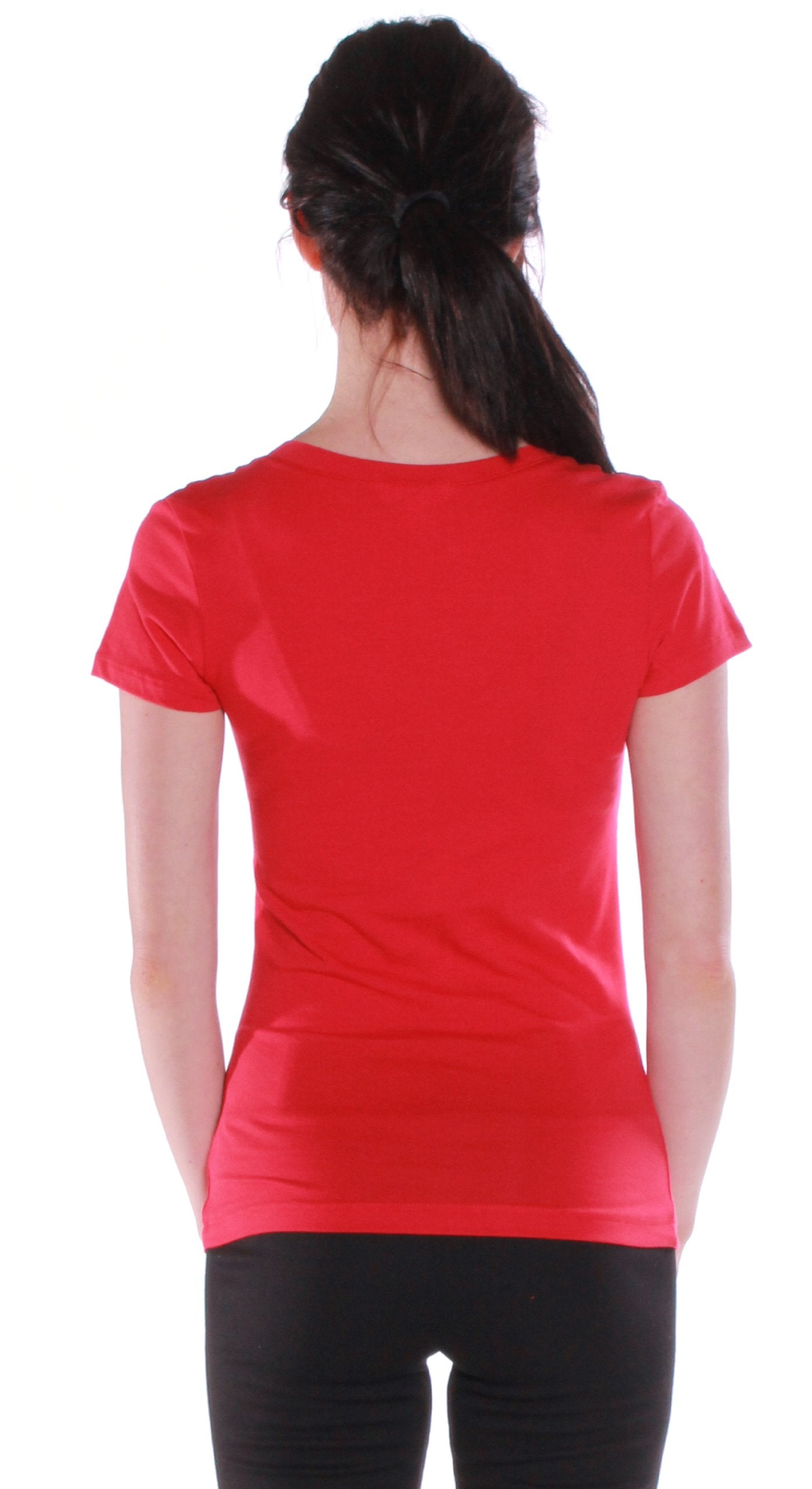 Short Sleeve V-neck Tee Tank Top Shirt Cotton (Large, Red)