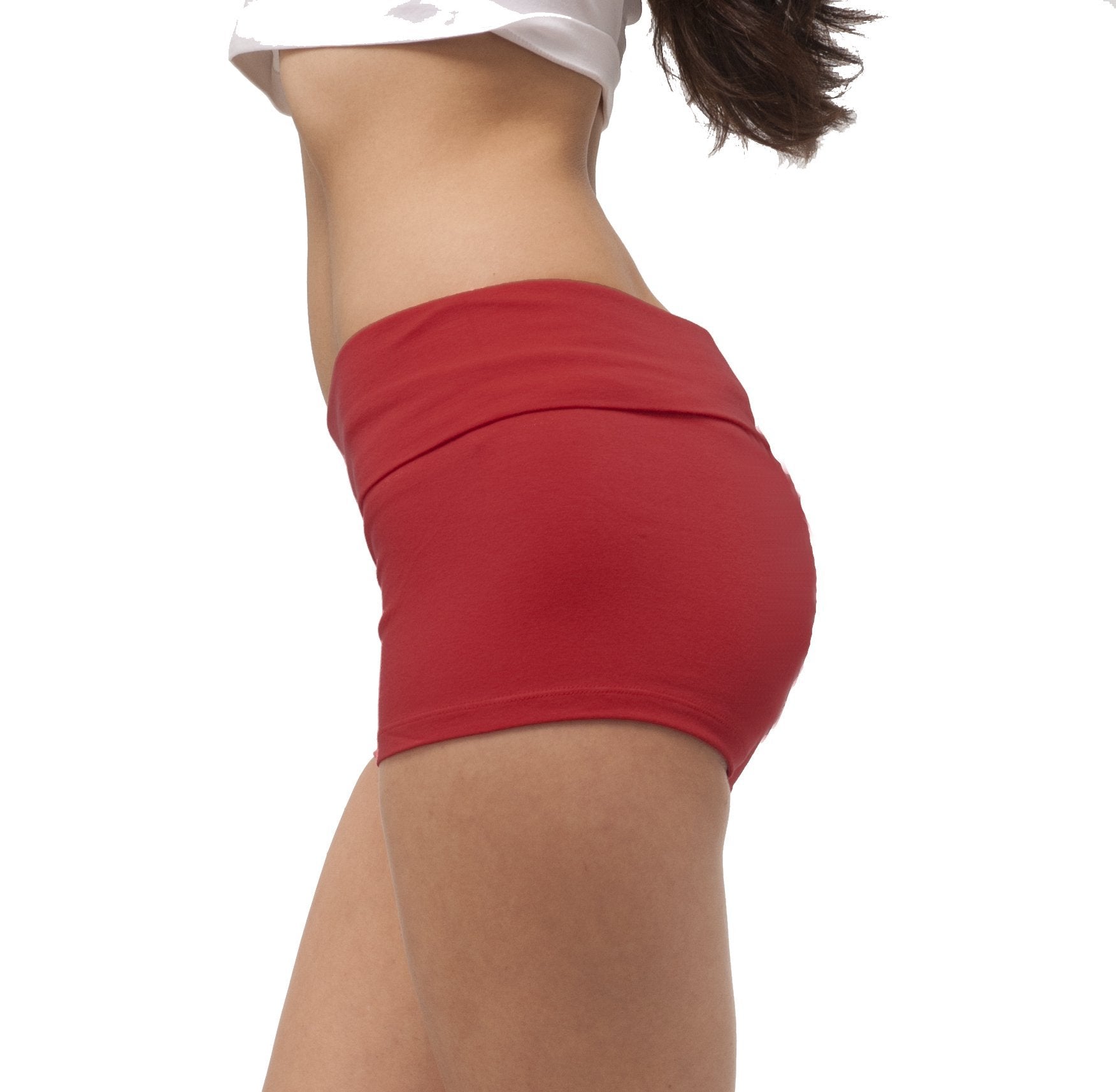 Hollywood Star Fashion Waist Band Contrast Yoga Fold Over Shorts0