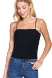 Women's Straight Neck 2 Ply Rib Knit Cami Top