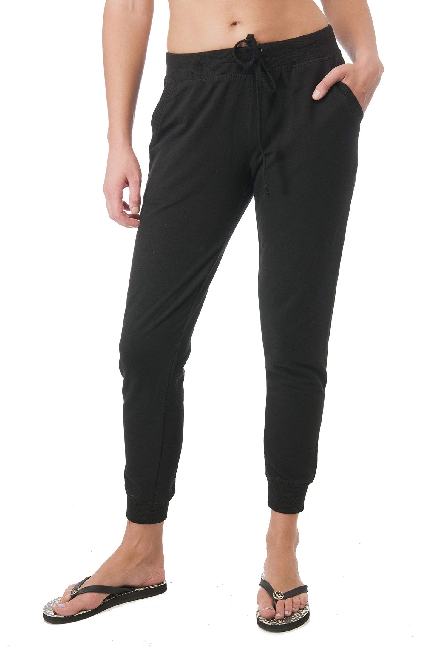 Khanomak Womens Drawstring with Front Pockets Casual French Terry Joggers Pants