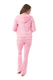 Women's Cotton French Terry Classic Hoodie Sweat Suit Jacket and Pants Set Tracksuit Back & Front Pockets (Large, Neon Pink)