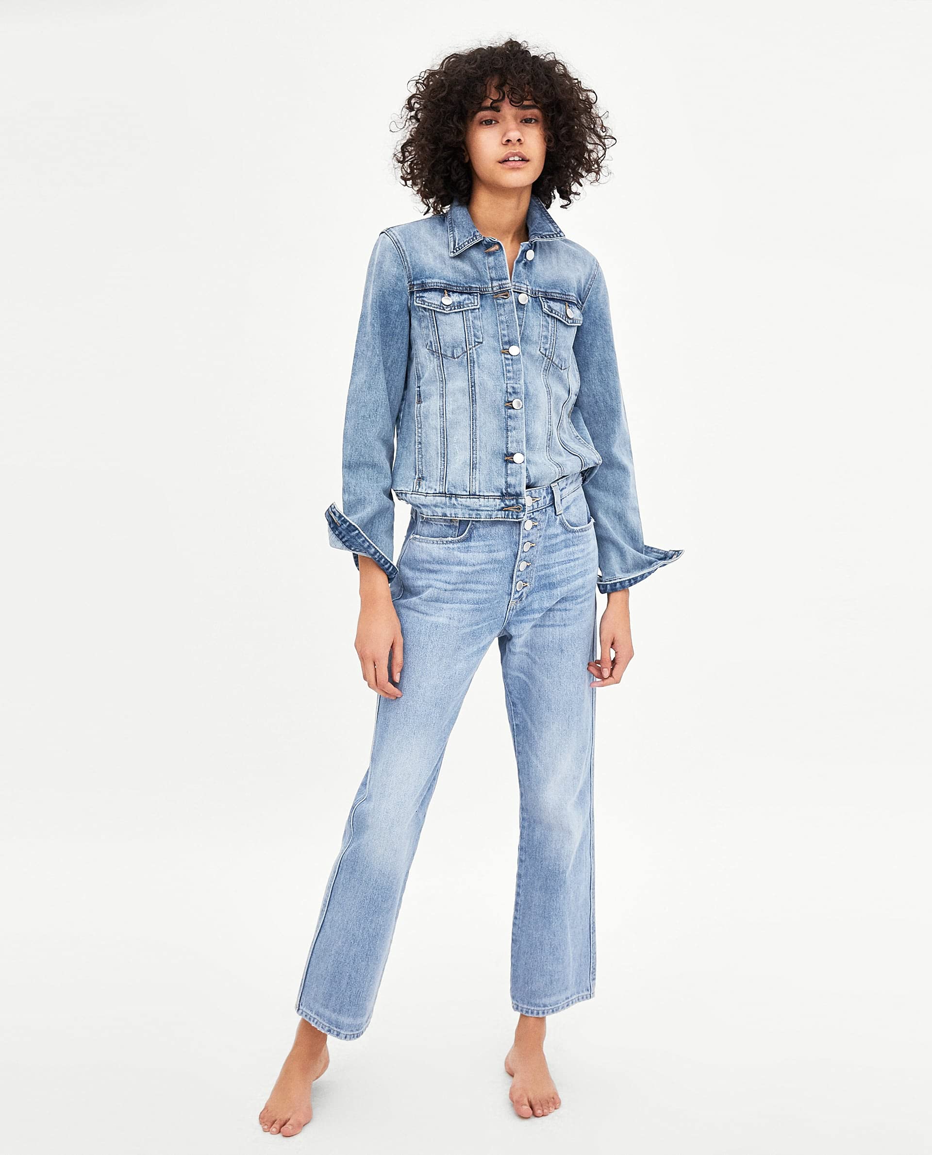 Classic Denim Jean Buttoned Front Long Sleeve Basic Collar Cotton Jacket