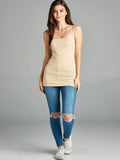 Hollywood Star Fashion Plain Long Spaghetti Strap Tank Top Camis Basic Camisole Cotton Plus Size1