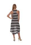 Hollywood Star Fashion Women's Striped Summer High And Low Midi Racerback Dress