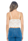 Women's Adjustable Spaghetti Strap Sexy Lace Crop Top