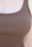 Khanomak Women's Basic Scoop Neck Ribbed Cotton Cropped Tank Top