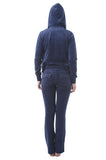 Velour Classic Hoodie Sweat Suit Jacket and Pants Set Velvet Tracksuit with Pockets