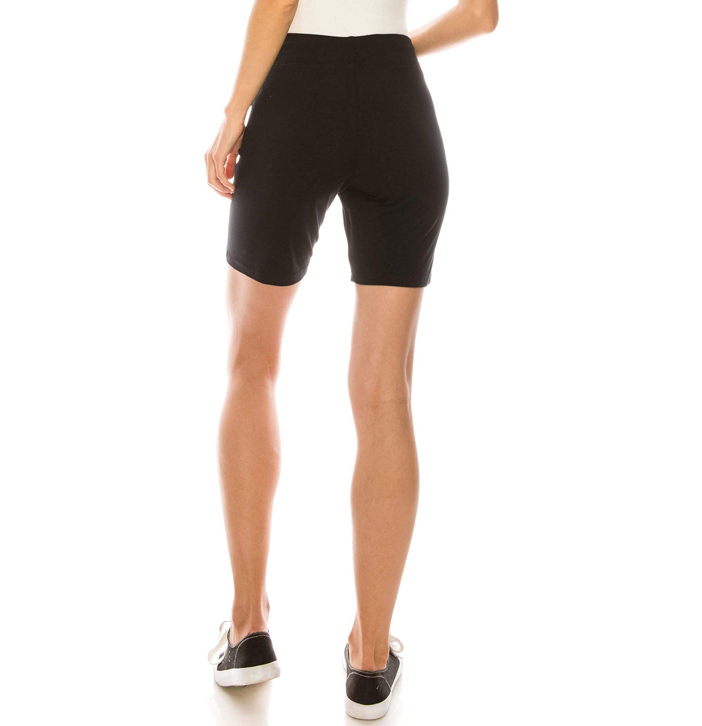 Khanomak Women's Ladies Cotton 15 Inch Outseam Shorts with Wide Waistband Biker Shorts for Layering Dance Sports