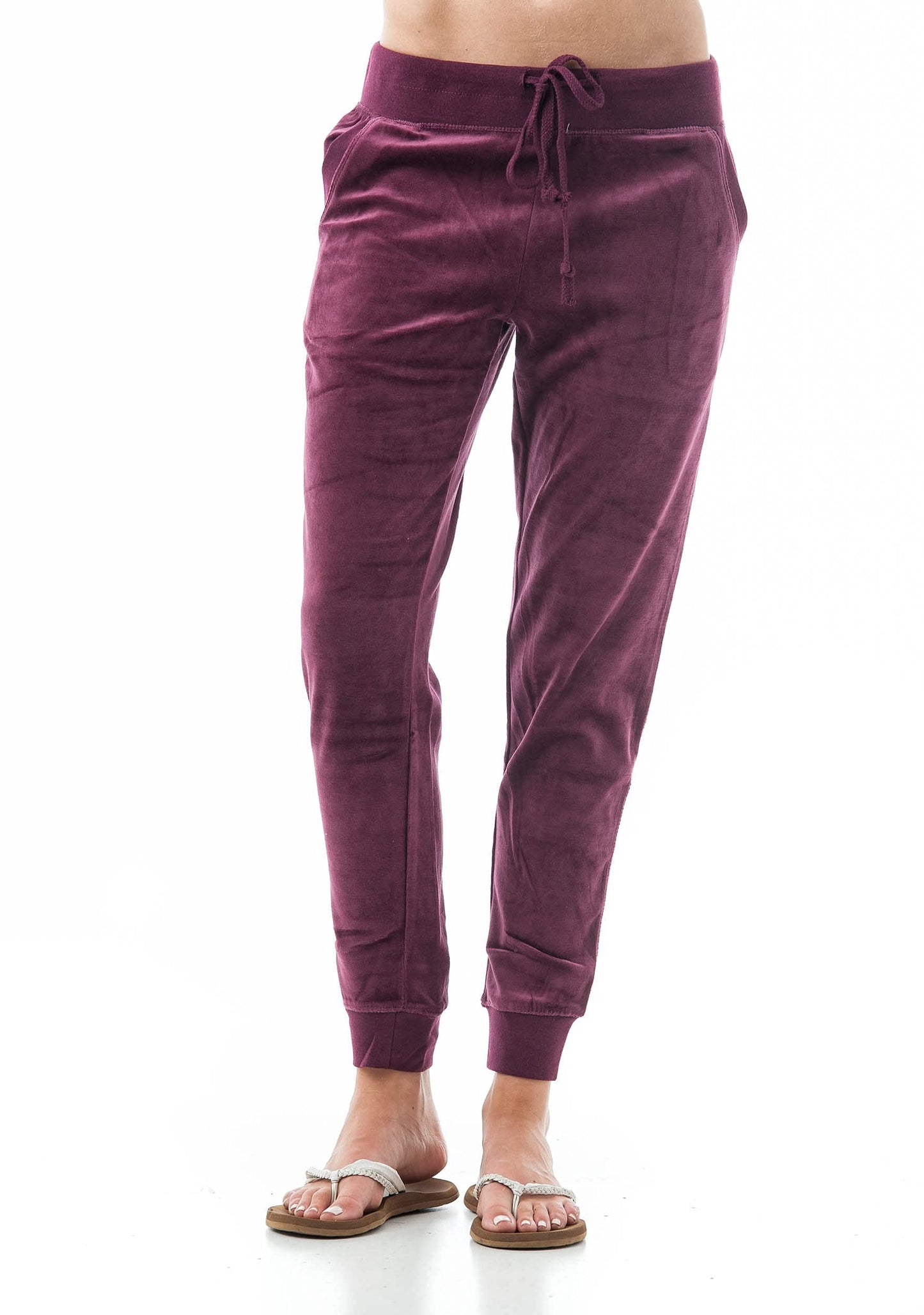 Women's Velvet Velour Jogger Pants with Drawstring & Pockets