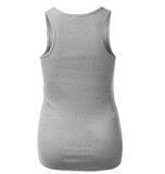 Women's Long Ribbed Rib Racerback Tank Top Cotton Stretch Quality Tunic Basic (Medium, Heather Grey)