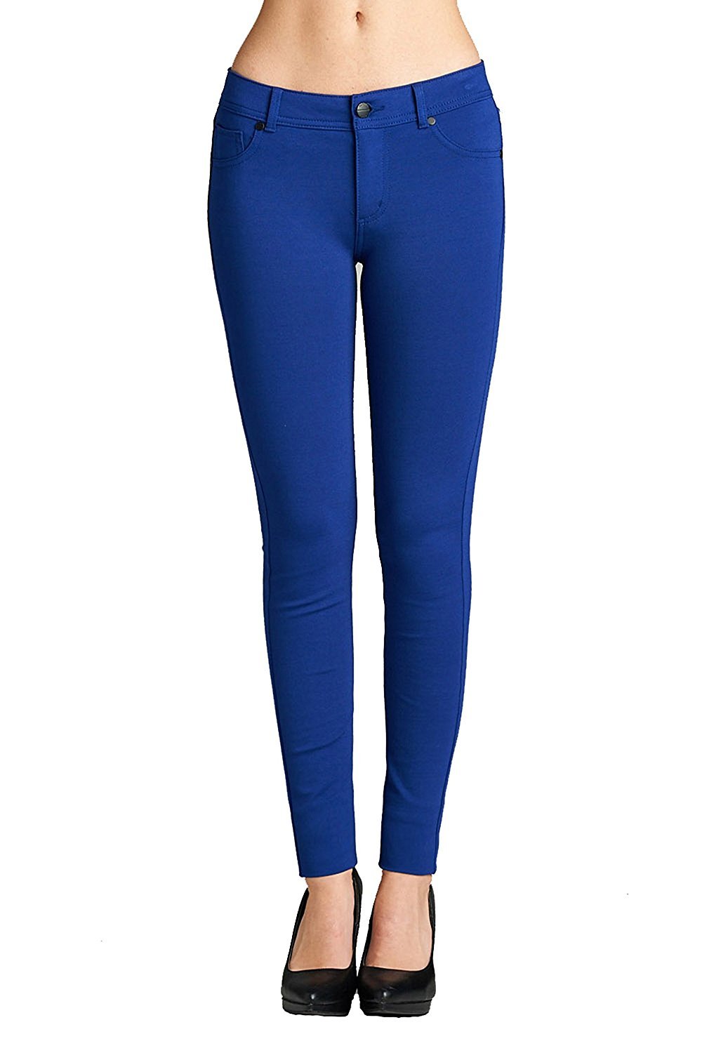 Khanomak 5 Pocket Shape Basic Solid Slim Fit Stretchy Skinny Long Thick Jegging Pants