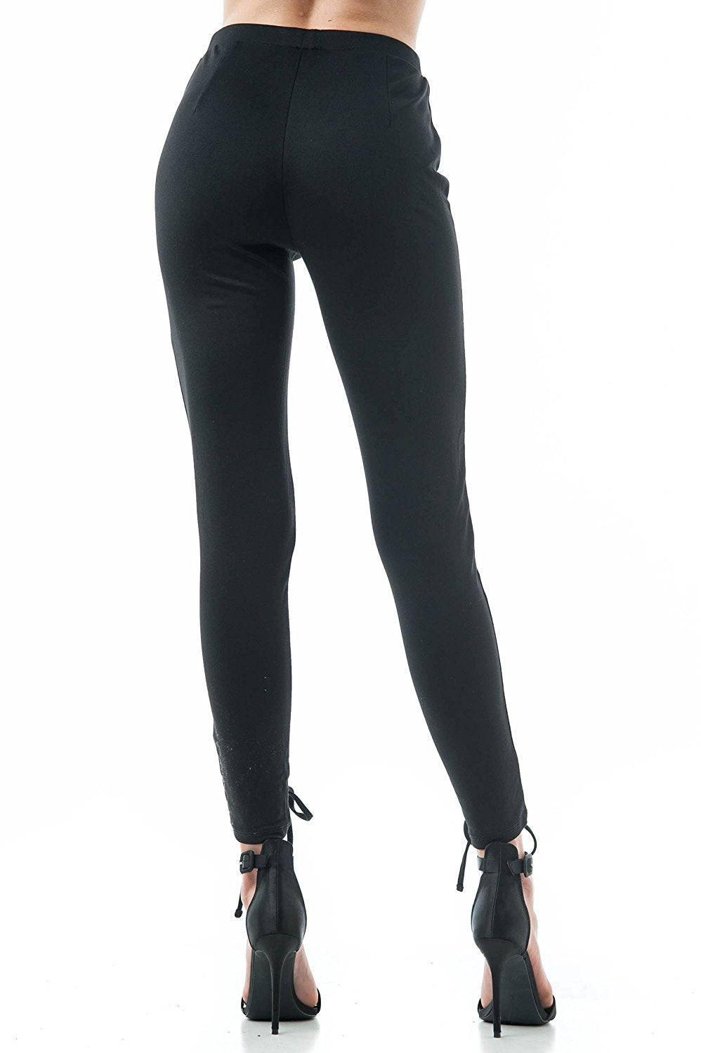 Lace Up Front Skinny Ankle Ponte Legging Pants