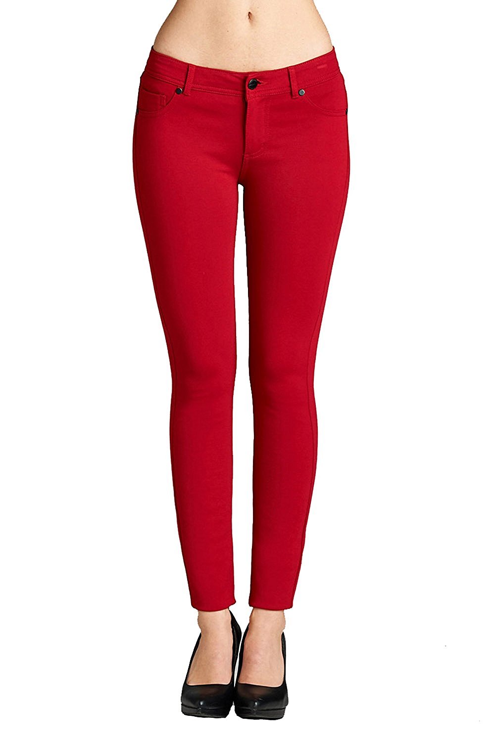 Khanomak 5 Pocket Shape Basic Solid Slim Fit Stretchy Skinny Long Thick Jegging Pants