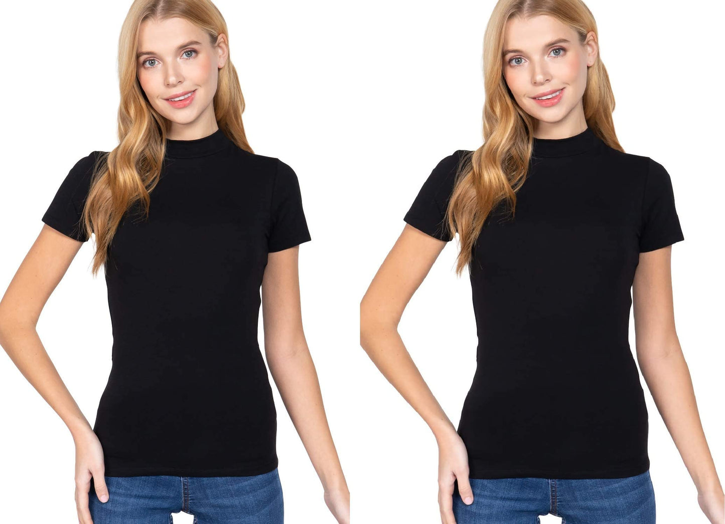 Women's Short Sleeves Mock Neck Jersey Top