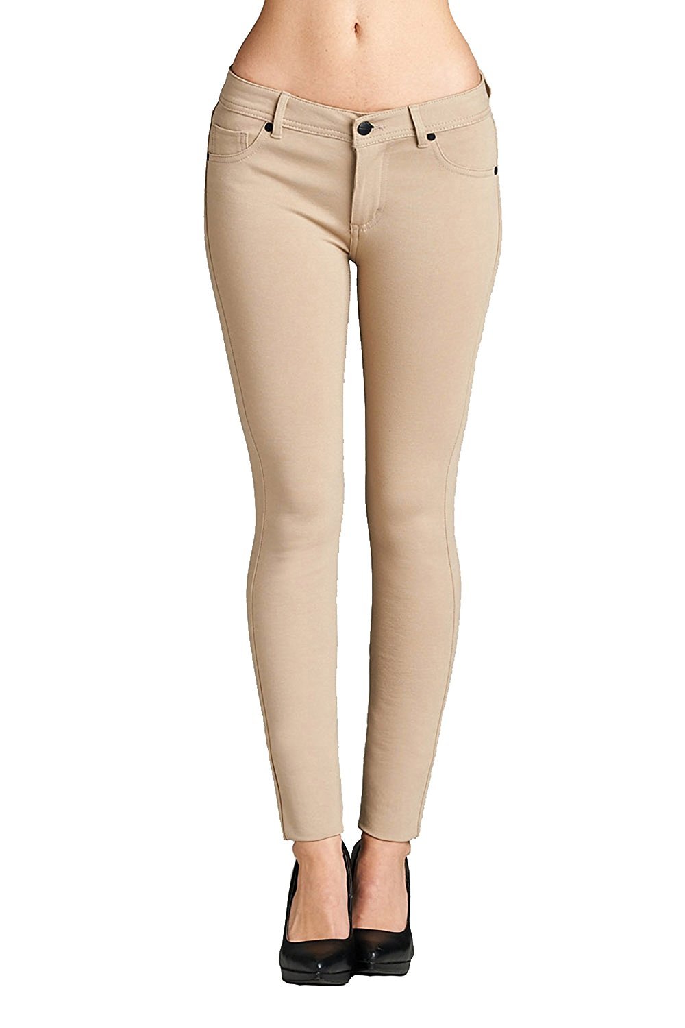 Khanomak 5 Pocket Shape Basic Solid Slim Fit Stretchy Skinny Long Thick Jegging Pants