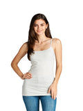 Ever Hottie by Tough Cookie Plain Long Spaghetti Strap Tank Top Camis Basic Camisole Cotton Plus Size (3XL, Oatmeal)