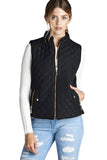 Khanomak Women's Sleeveless Quilted Padding with Suede Piping Details Vest