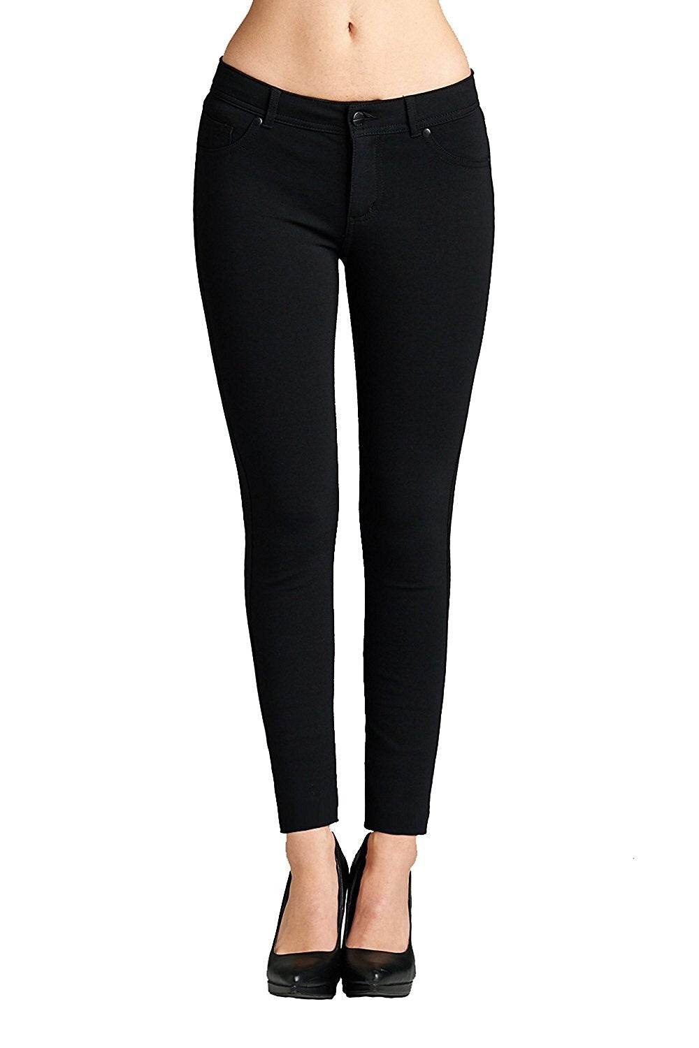 Khanomak 5 Pocket Shape Basic Solid Slim Fit Stretchy Skinny Long Thick Jegging Pants