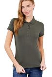 Women's Short Sleeve 5 Buttons Polo Shirt | Jersy Top