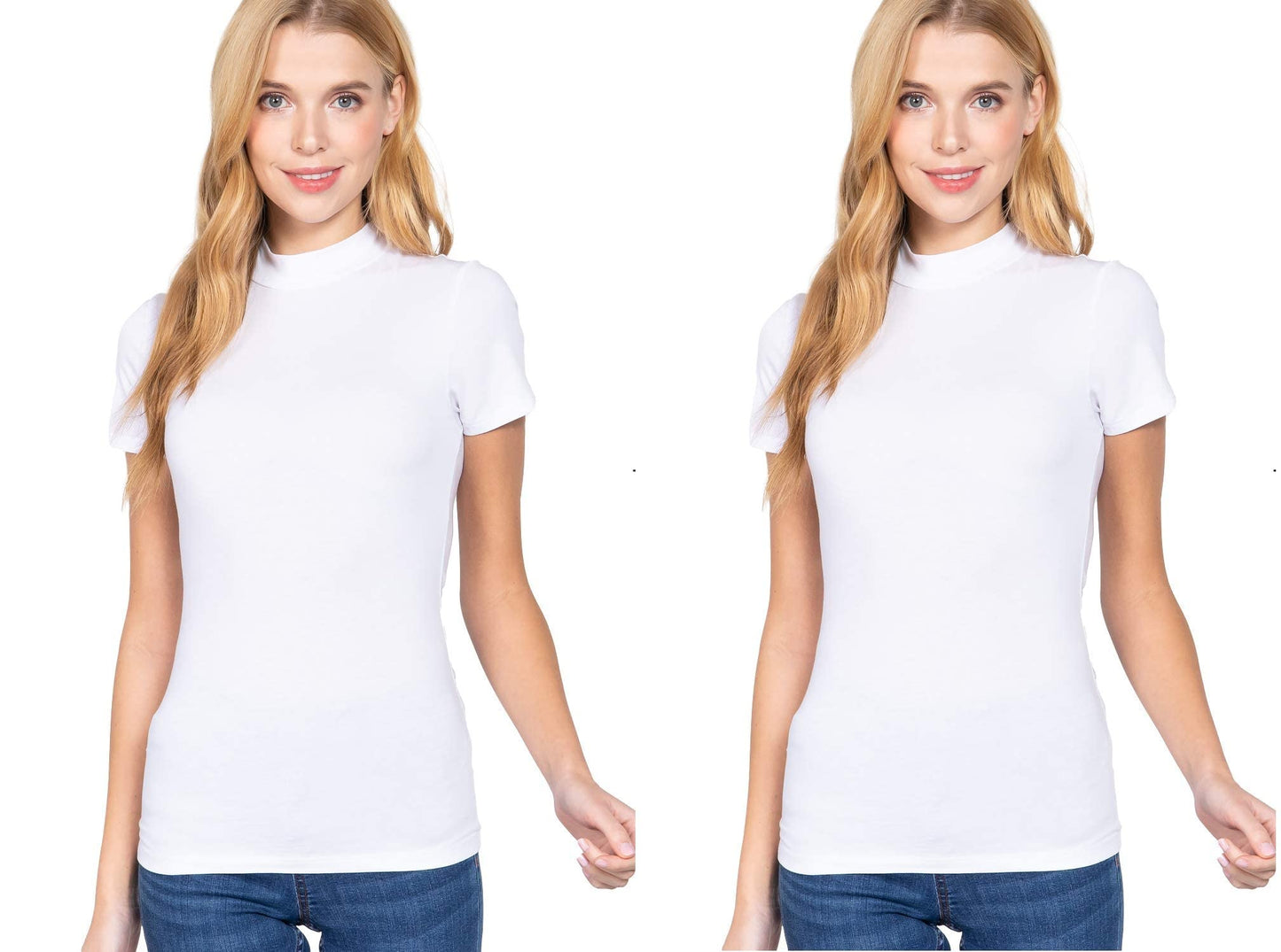 Women's Short Sleeves Mock Neck Jersey Top