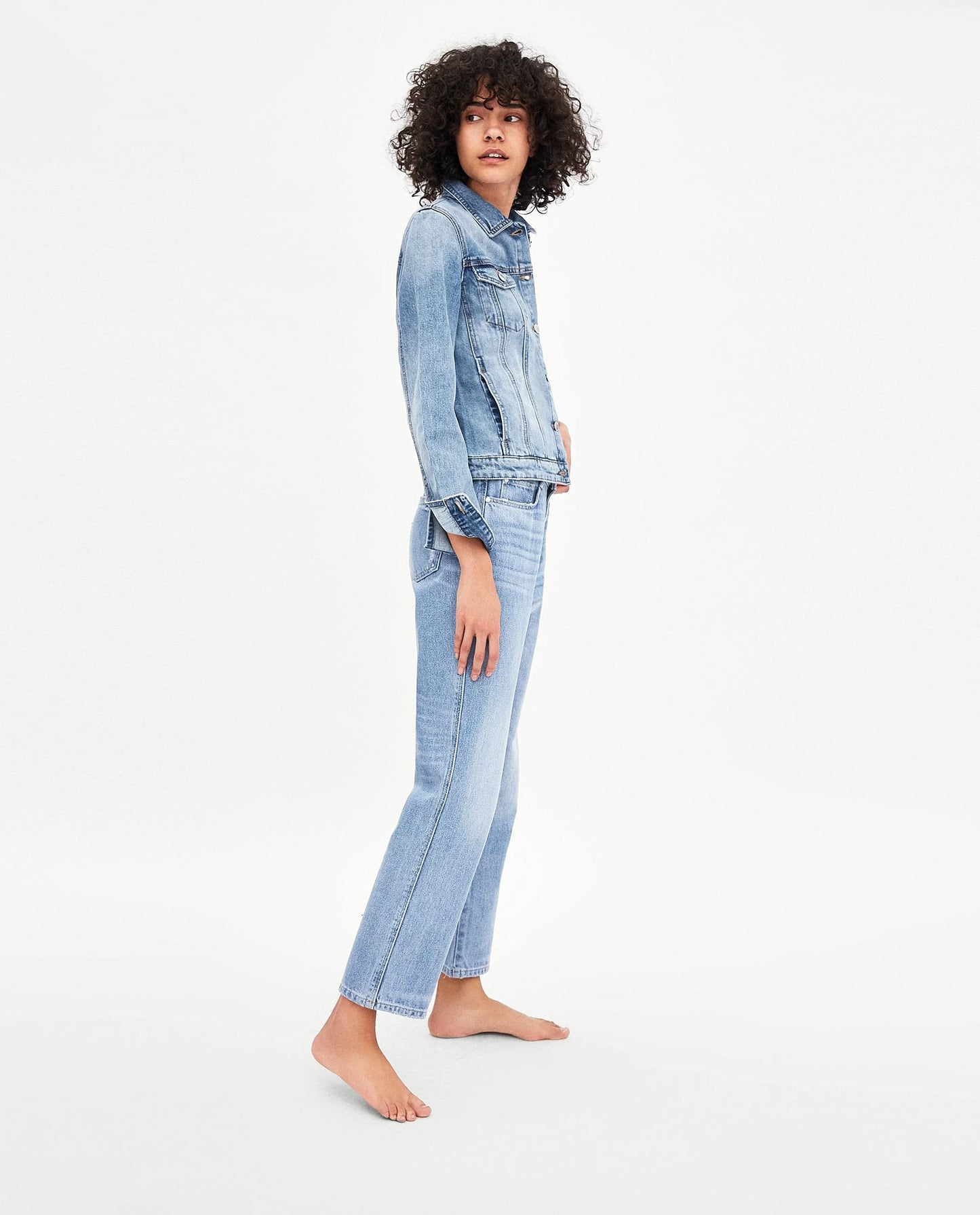 Classic Denim Jean Buttoned Front Long Sleeve Basic Collar Cotton Jacket