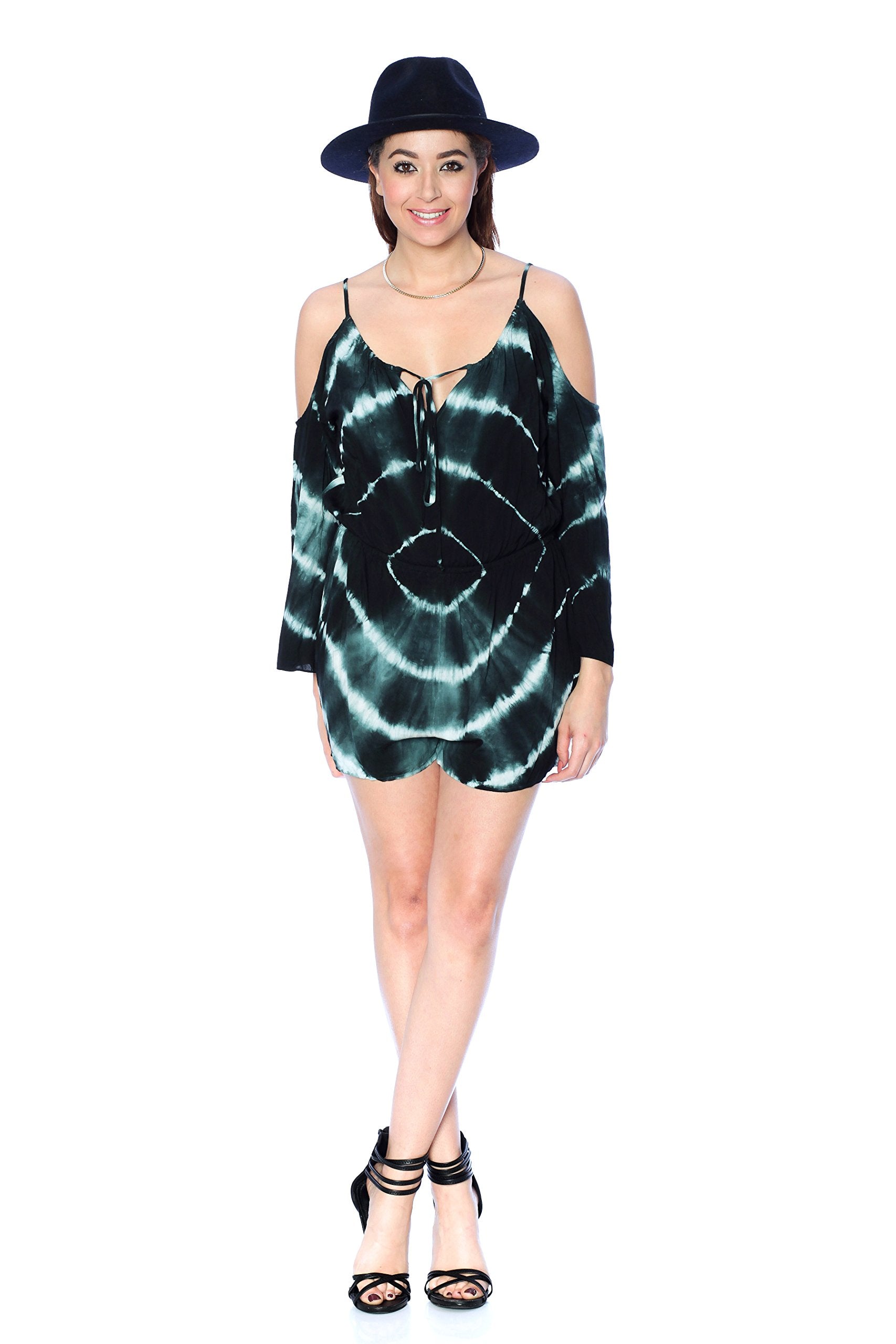 Open Shoulder Tie Dye Short Romper