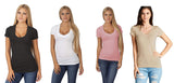 Women's Casual Basic Deep V-Neck Short Sleeve T-Shirt (Regular and Plus Size)