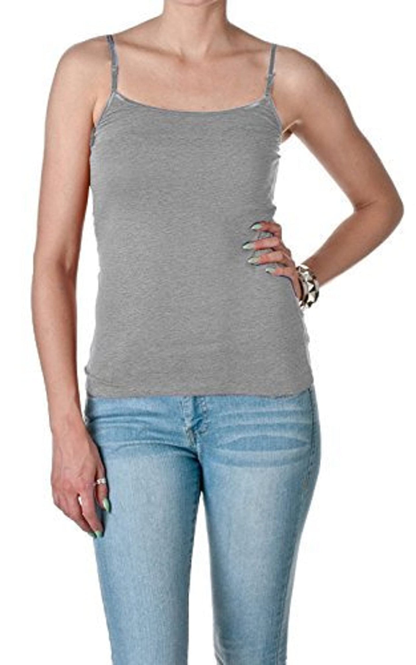 Hollywood Star Fashion Regular Length Spaghetti Strap Tank Top Camis Basic Camisole Cotton Plain Solid Color1