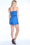 Women's Strapless Casual Smocked Ruched Stretch Tube Off Shoulder Elastic Waist Band Romper
