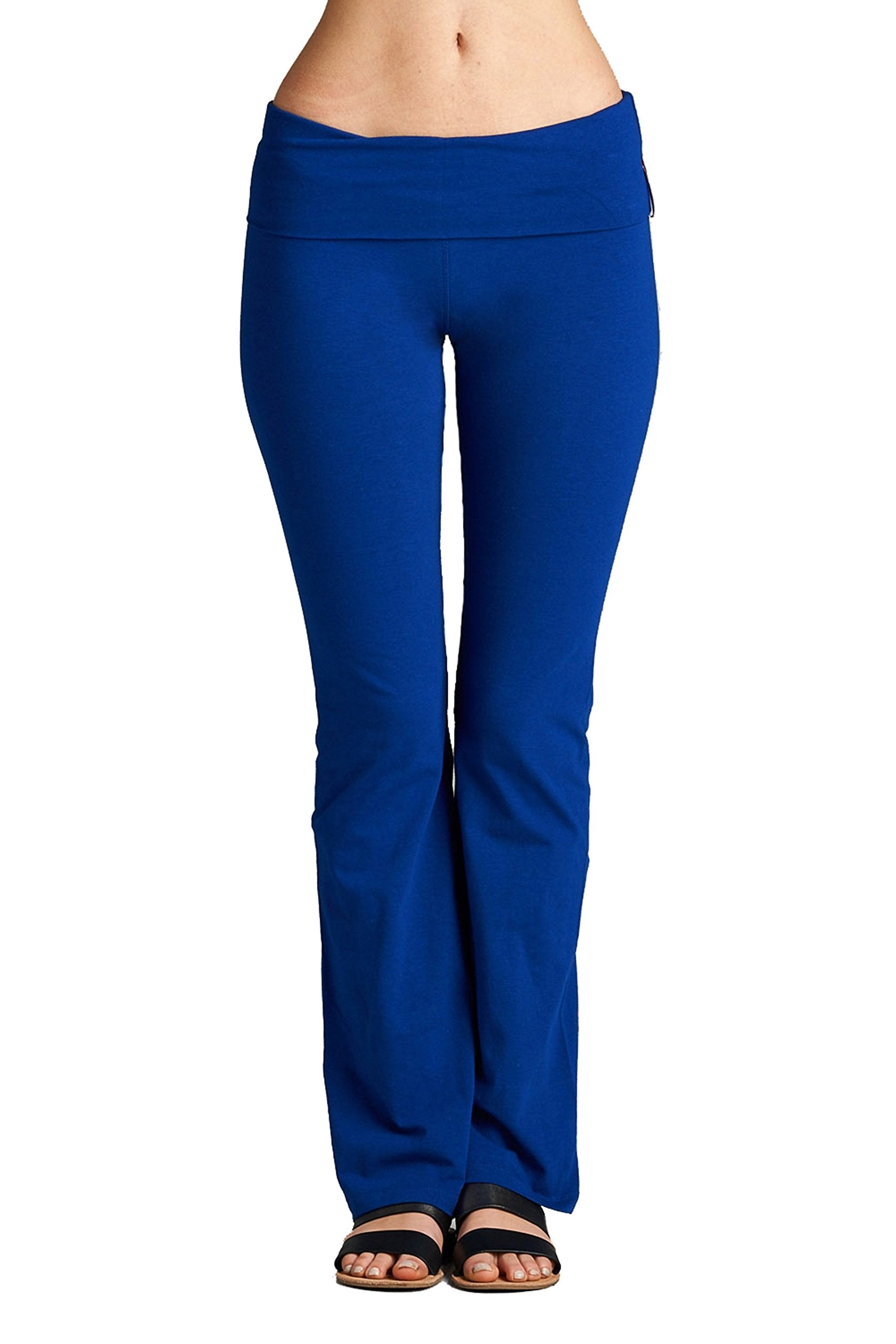 Hollywood Star Fashion Solid Foldover Solid Bootleg Flare Yoga Pants