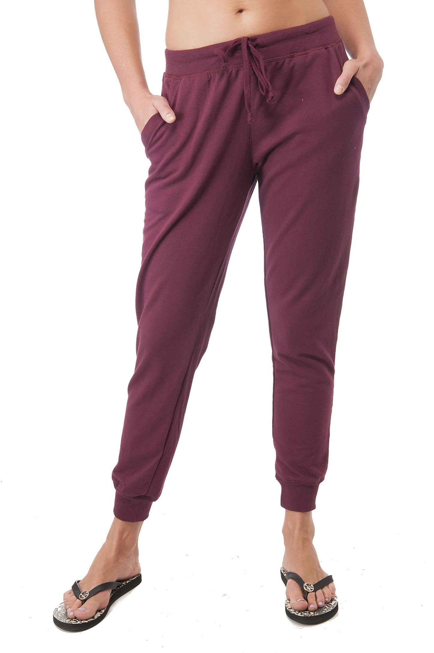 Khanomak Womens Drawstring with Front Pockets Casual French Terry Joggers Pants