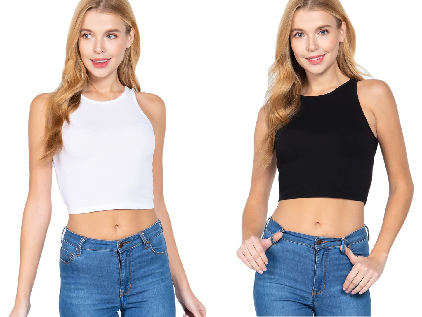 Women's Cropped Basic Short Sleeves Halter Neck Top