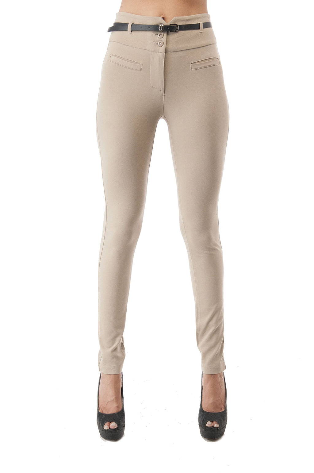 Hollywood Star Fashion High Waisted Long Skinny Pants With Belt