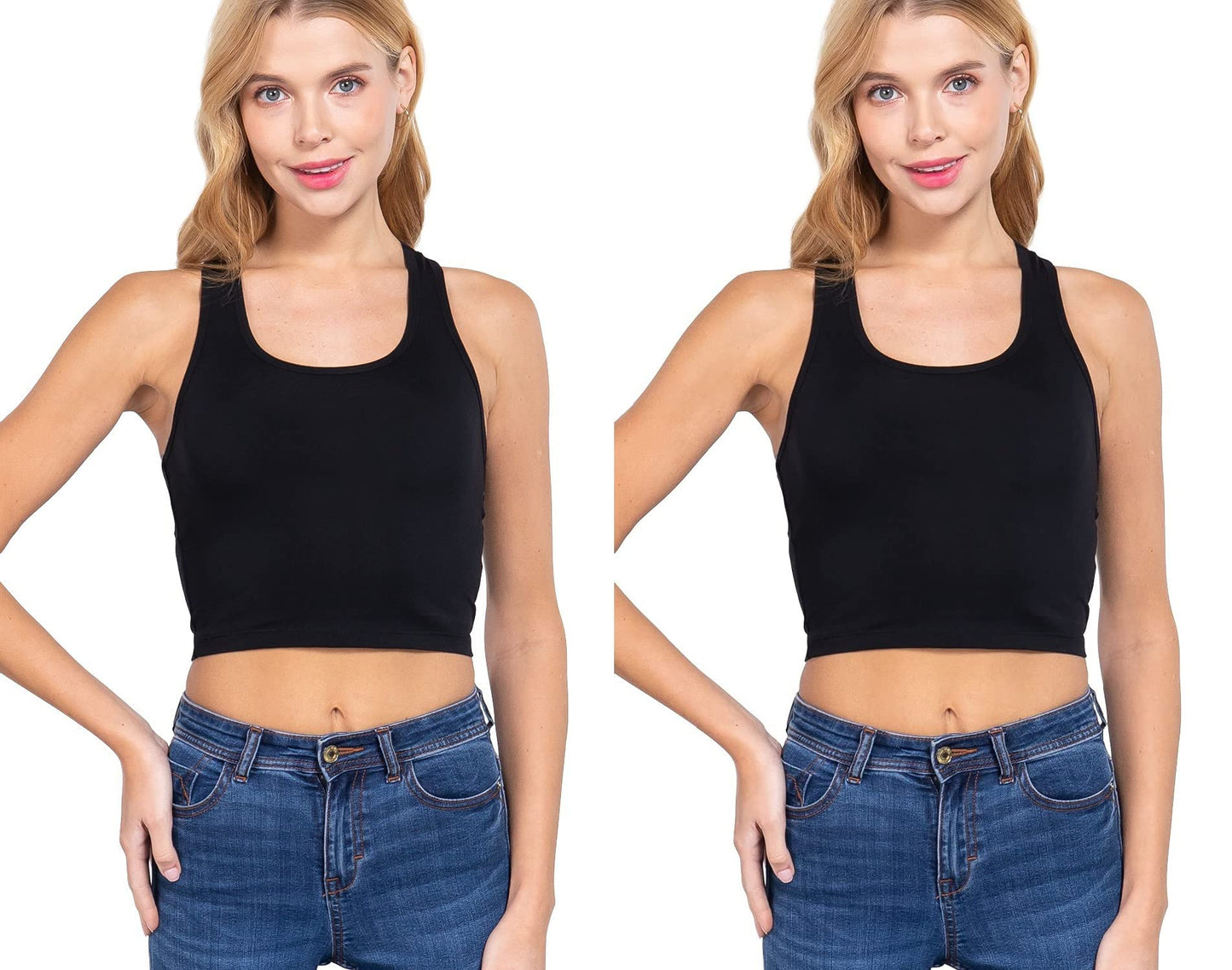 Khanomak Women's Basic Cropped Scoop Neck Tank Top1