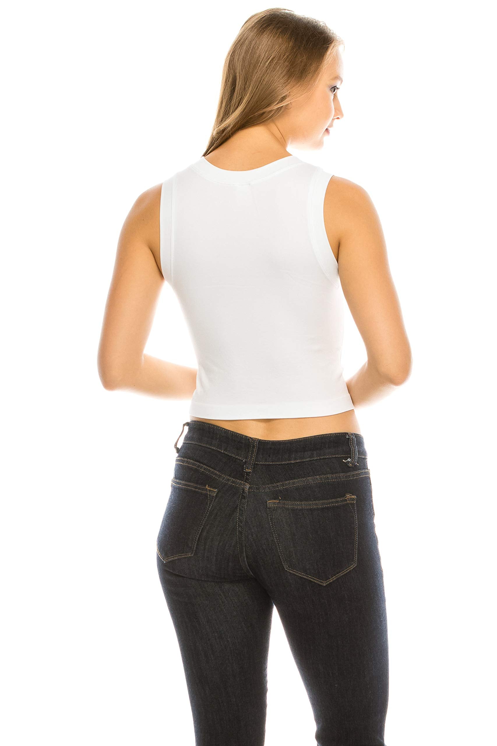 Women's Stretch Basic Athletic Cropped Seamless Muscle Tank top Shirt