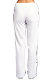High Waist Wide Leg Side Split Stripe Snap-On Buttoned Casual Tearaway Long Sweatpants