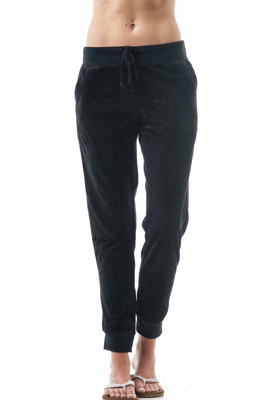 Women's Velvet Velour Jogger Pants with Drawstring & Pockets