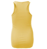 Women's Long Ribbed Rib Racerback Tank Top Cotton Stretch Quality Tunic Basic (Medium, Yellow)