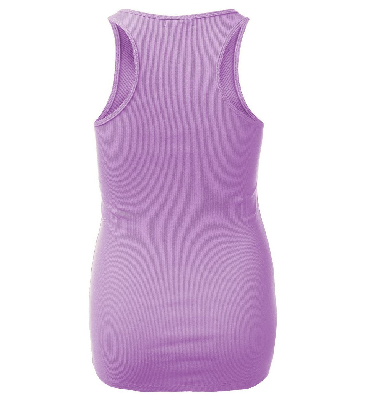 Women's Long Ribbed Rib Racerback Tank Top Cotton Stretch Quality Tunic Basic (Large, Lavender)
