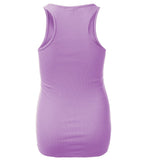 Women's Long Ribbed Rib Racerback Tank Top Cotton Stretch Quality Tunic Basic (Small, Lavender)