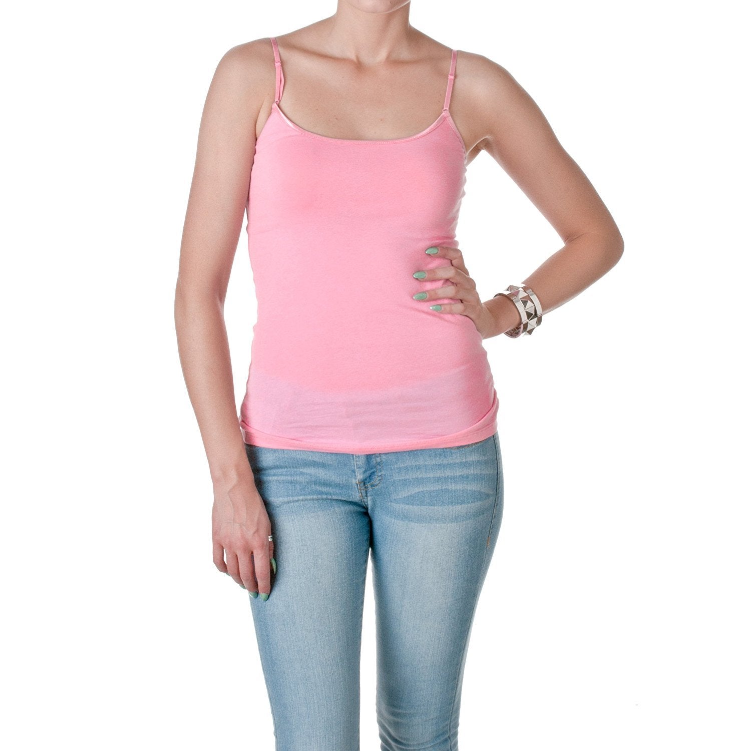 Hollywood Star Fashion Regular Length Spaghetti Strap Tank Top Camis Basic Camisole Cotton Plain Solid Color1