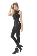 Khanomak Full Length Skinny Leggings With Mesh to the Side