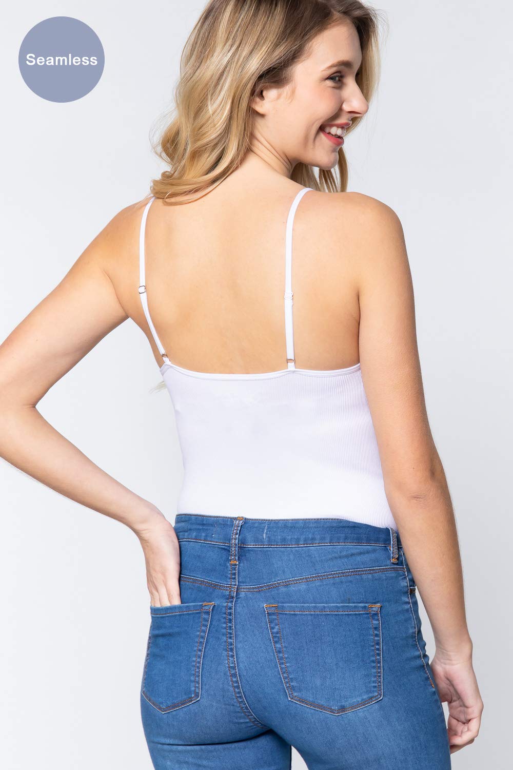 Women's V-Neck Cami Ribbed Seamless Bodysuit