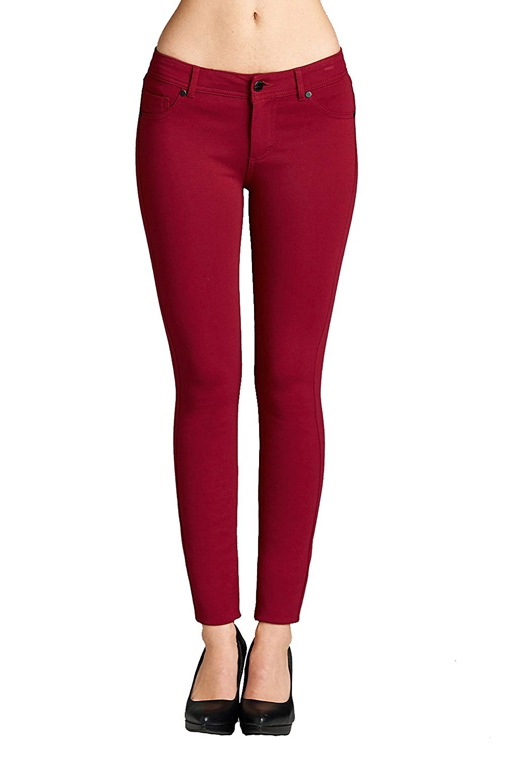 Khanomak 5 Pocket Shape Basic Solid Slim Fit Stretchy Skinny Long Thick Jegging Pants