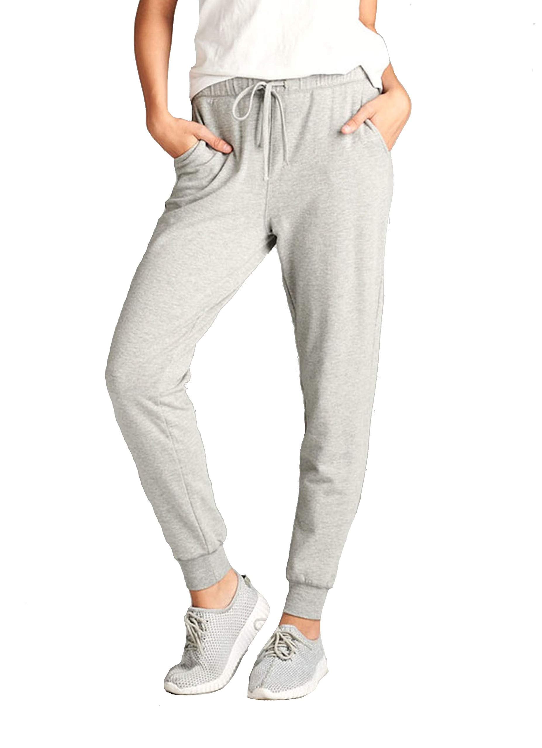 Khanomak Plain Long Drawstring Waist Front Pockets French Terry Joggers1