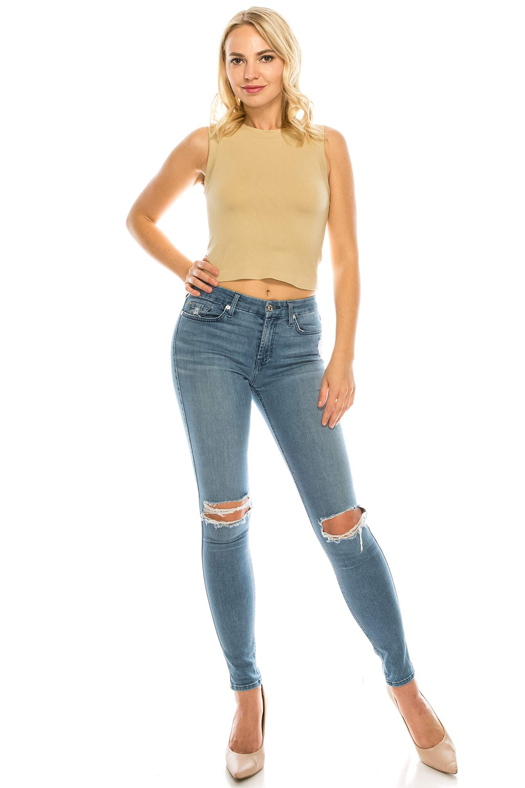 Women's Stretch Basic Athletic Cropped Seamless Muscle Tank top Shirt