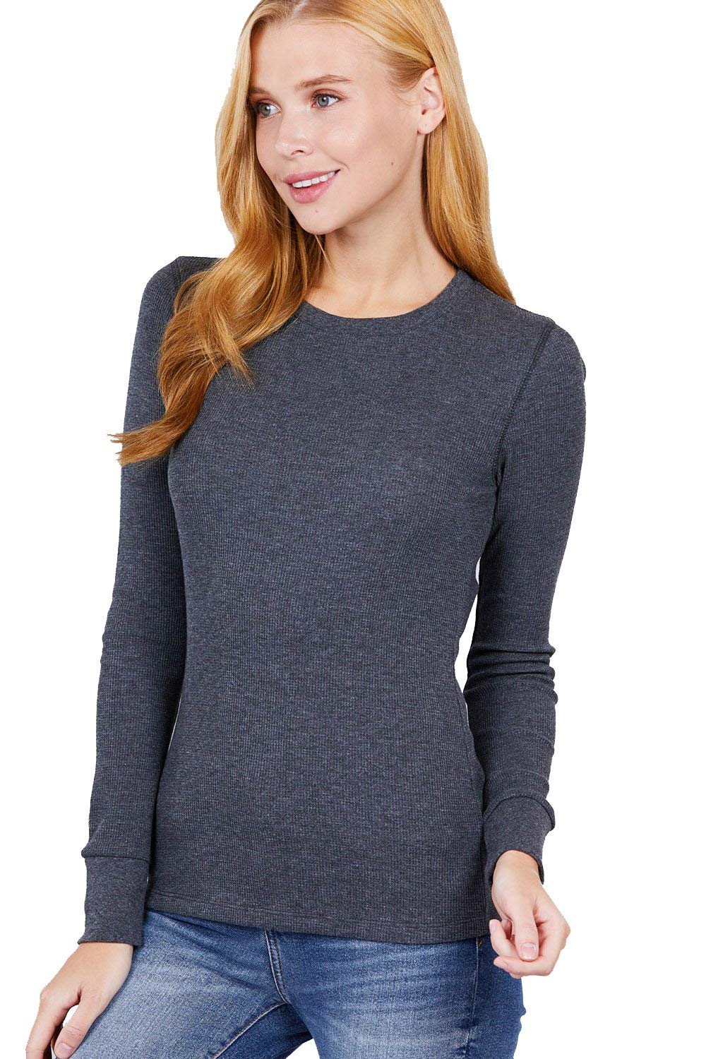 Khanomak Women's Long Sleeve Crewneck Thermal Top Shirt