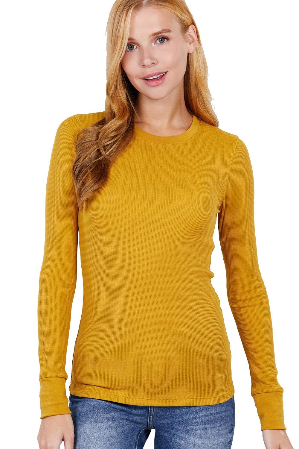 Khanomak Women's Long Sleeve Crewneck Thermal Top Shirt